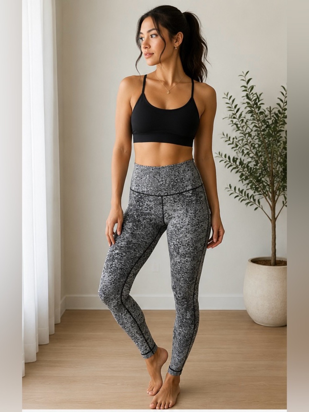 Lululemon Wunder Under High-Rise Heathered Gray Full Length Leggings Size 8